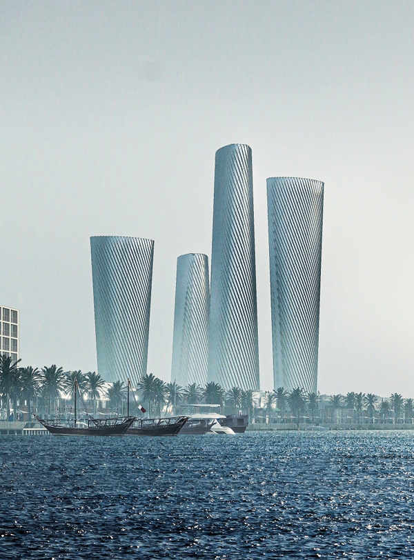 카타르 루사일 플라자 타워 PLOT3(맨 오른쪽) 및 PLOT4(왼쪽에서 3번째) 조감도/제공=현대건설