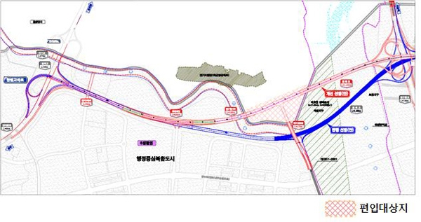 행복도시 북측 외곽순환도로 선형개선안/제공=국토교통부