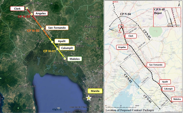 ▲필리핀 남북철도 프로젝트 위치도/제공=현대건설