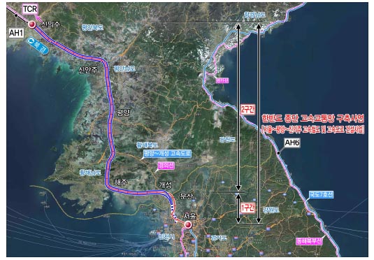 ▲서울~신의주 고속철도 및 고속도로 노선 구상