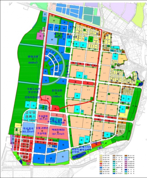 ▲부산명지국제신도시 주요시설 위치도/제공=LH