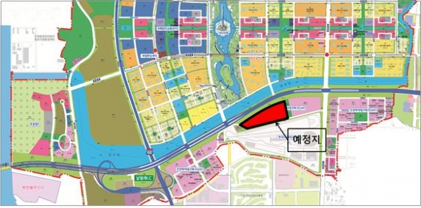 ▲현대모비스 입주 예정부지 위치도(청라 IHP 도시첨단 산업단지 F2-②)/제공=인천경제청