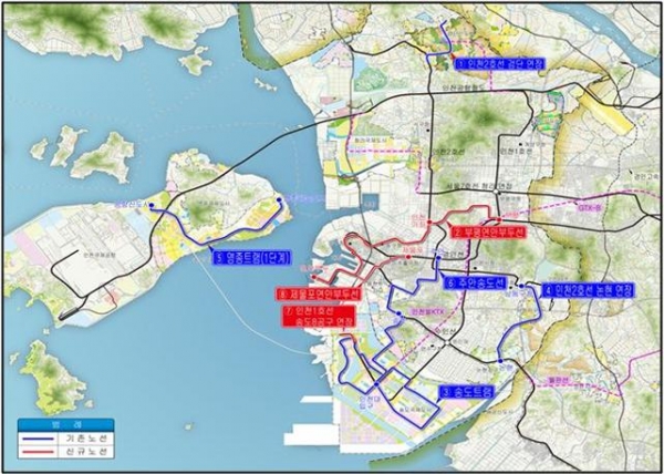 ▲인천 신규사업 노선도(안)/제공=국토교통부