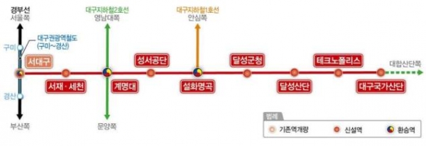 ▲대구산업선 노선 약도/자료=국토교통부