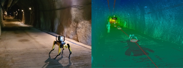 △레이저 스캐너를 활용한 터널 현장 3D 형상 데이터 취득 및 분석/제공=현대건설