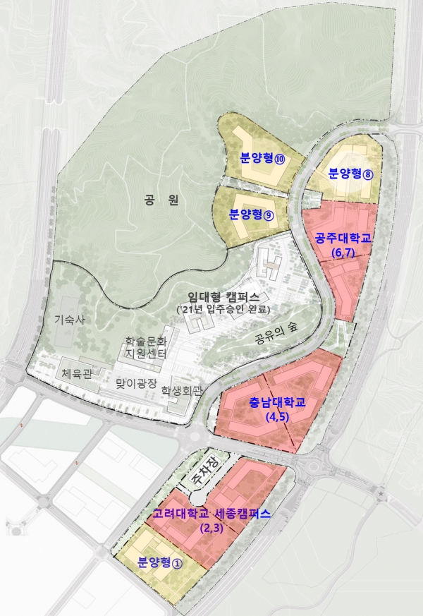 △행복도시 공동캠퍼스 배치도/제공=행복청