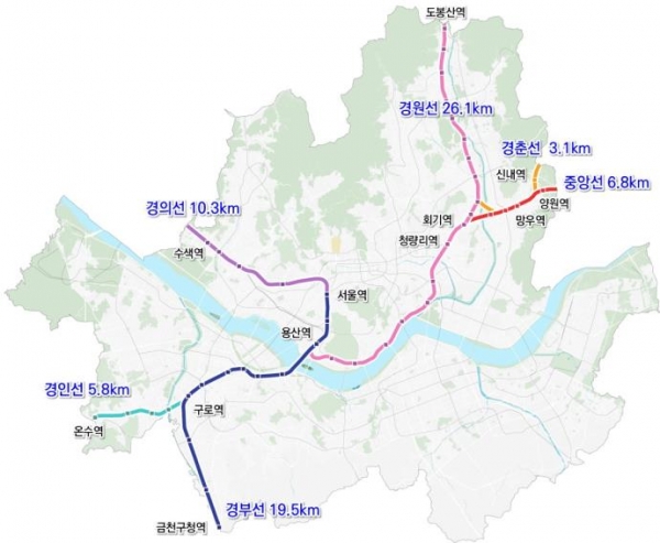 △서울시 내 국가철도 지상구간 현황/출처=서울시