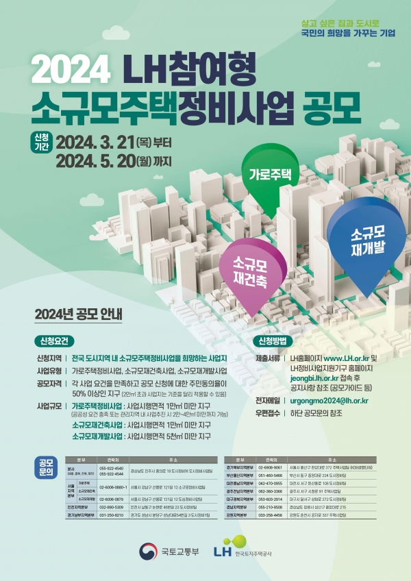 2024년 공공참여 소규모주택 정비사업 공모 포스터/출처=국토부