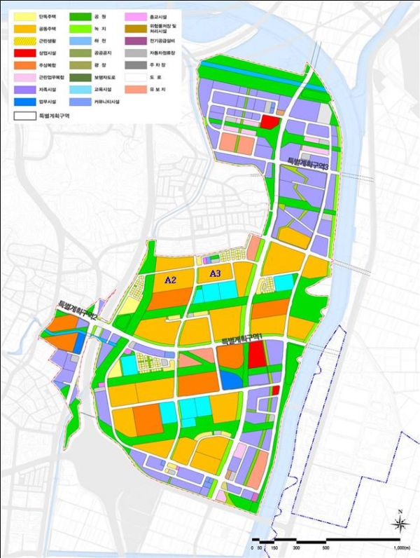 인천계양지구 토지이용계획(A2·A3 표시)/제공=국토부